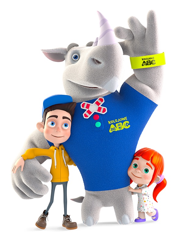 wizerunek nosorożca Rogatka - maskotki kampanii Kolejowe ABC