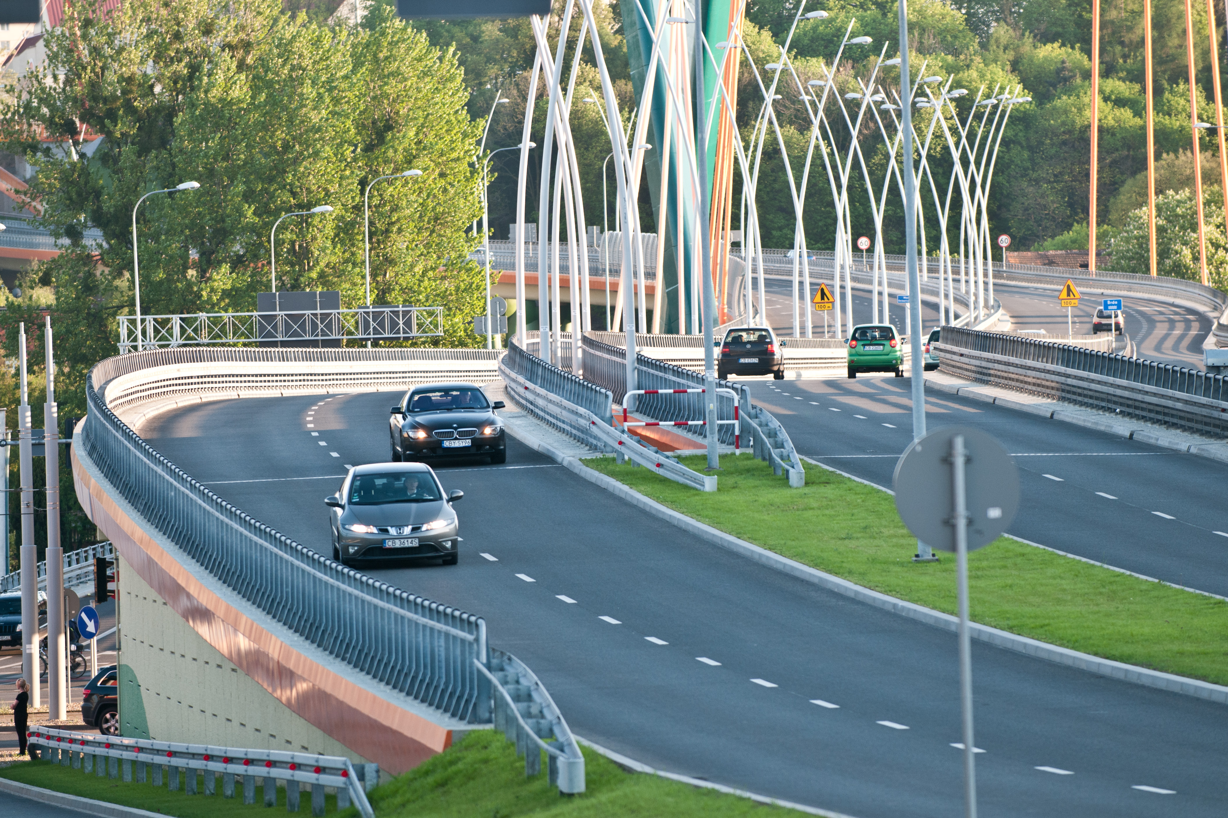 The photo presents the rebuilt "University Route" in Toruń.
