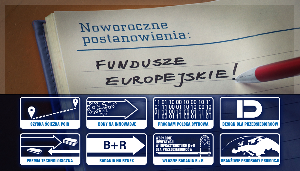 Kalendarz z napisem: Fundusze Europejskie