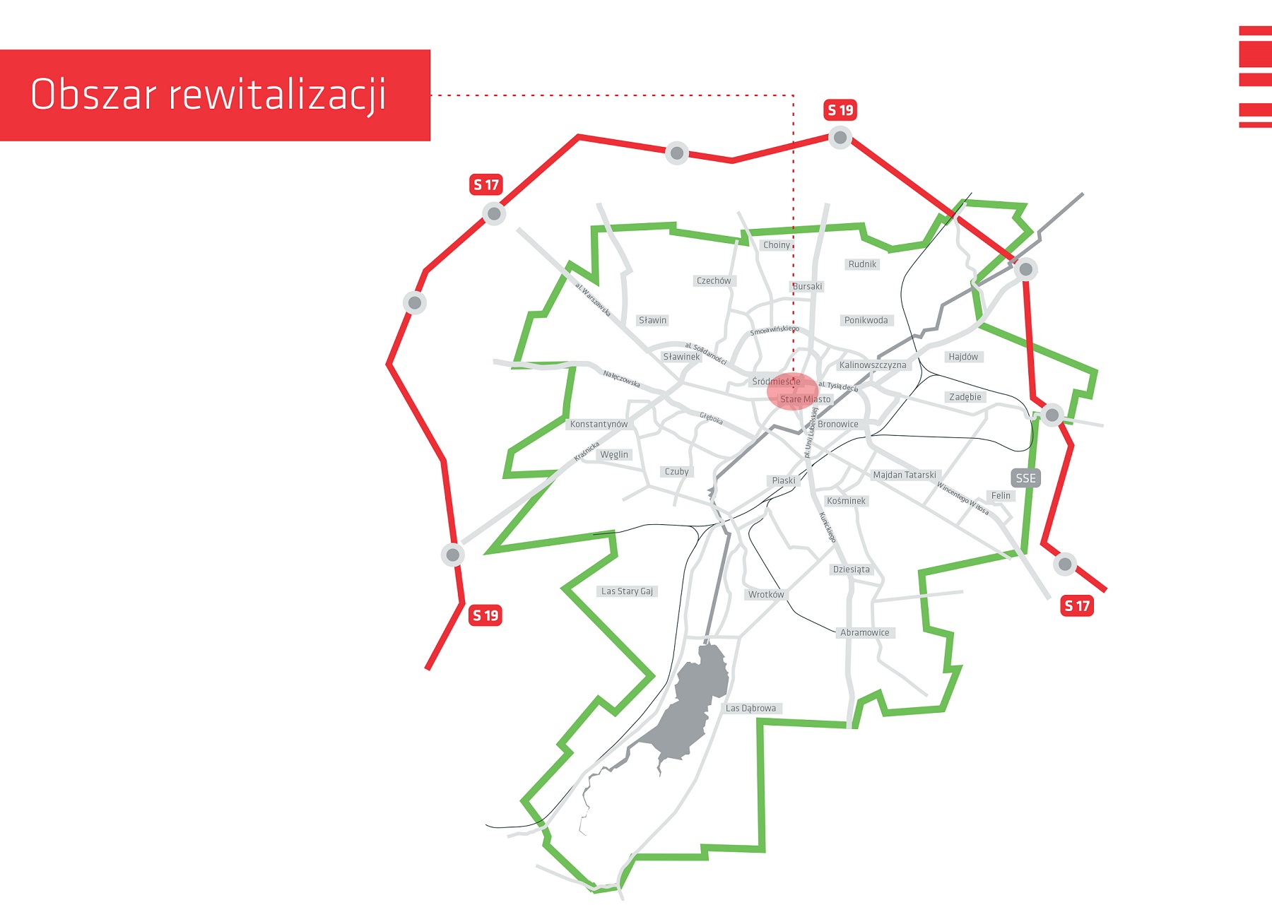 Mapa obszaru rewitalizacji w Lublinie, Źródło: Urząd Miasta Lublin