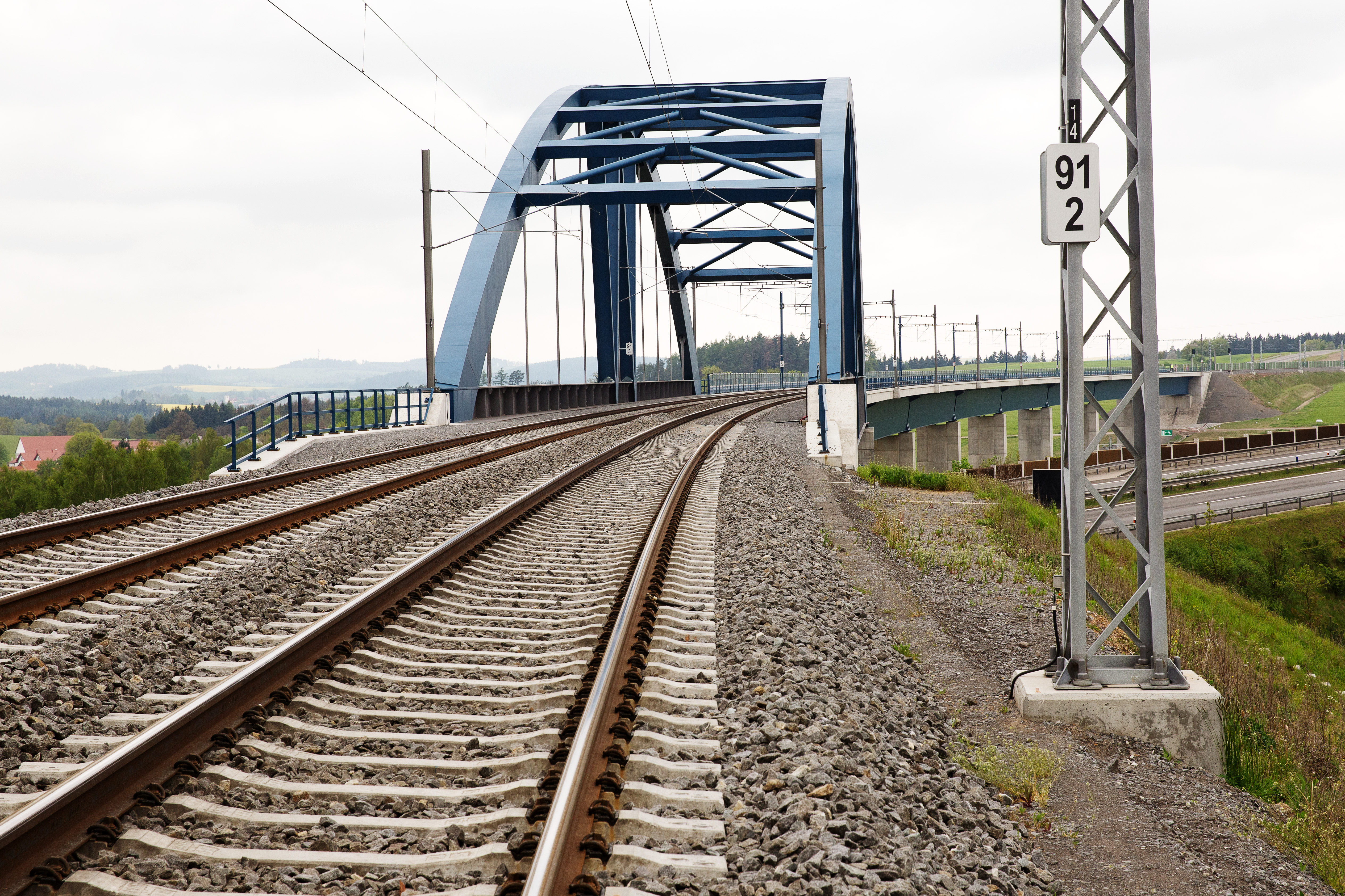 The steel railway bridge (Modernisation of the Tábor-Sudoměřice u Tábora railroad), Czech Republic.