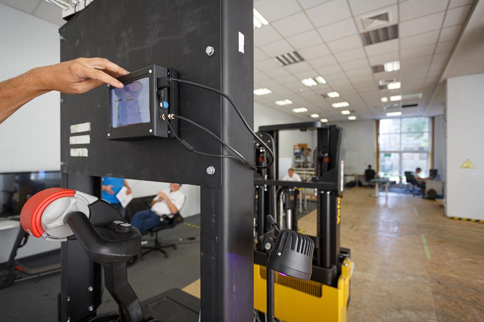 Forklift with a control panel