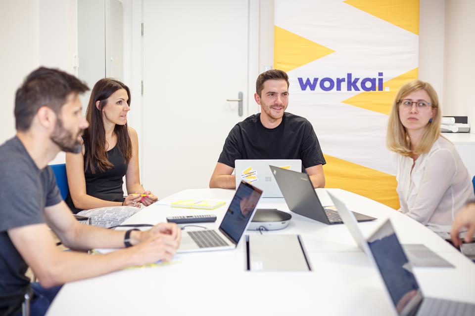 Białystok-based ECS start-up team working in their office