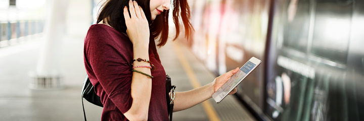 A girl with a tablet