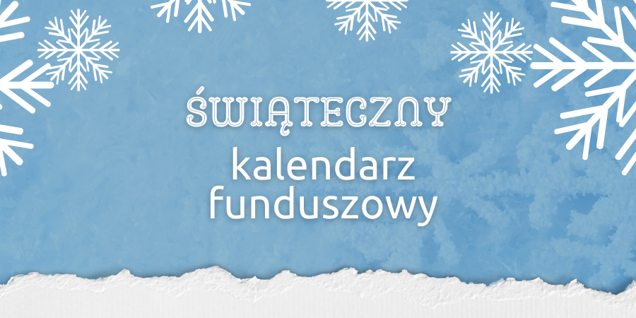 Napis na niebieskim tle: świąteczny kalendarz funduszowy